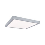 Modernes quadratisches LED-Deckenlicht aus silbernem Aluminium mit weißem Diffusor für Wohnräume