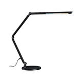 Black metal LED desk lamp with adjustable arm and dimmable light color for office and workspaces.