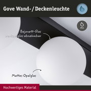 Gove Wand- und Deckenleuchte mit mattem Opalglas und hochwertigem Material, IP44 Schutz für Feuchträume