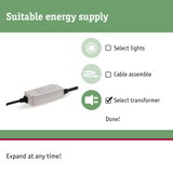 White LED transformer with black cable for energy-saving lighting and light control