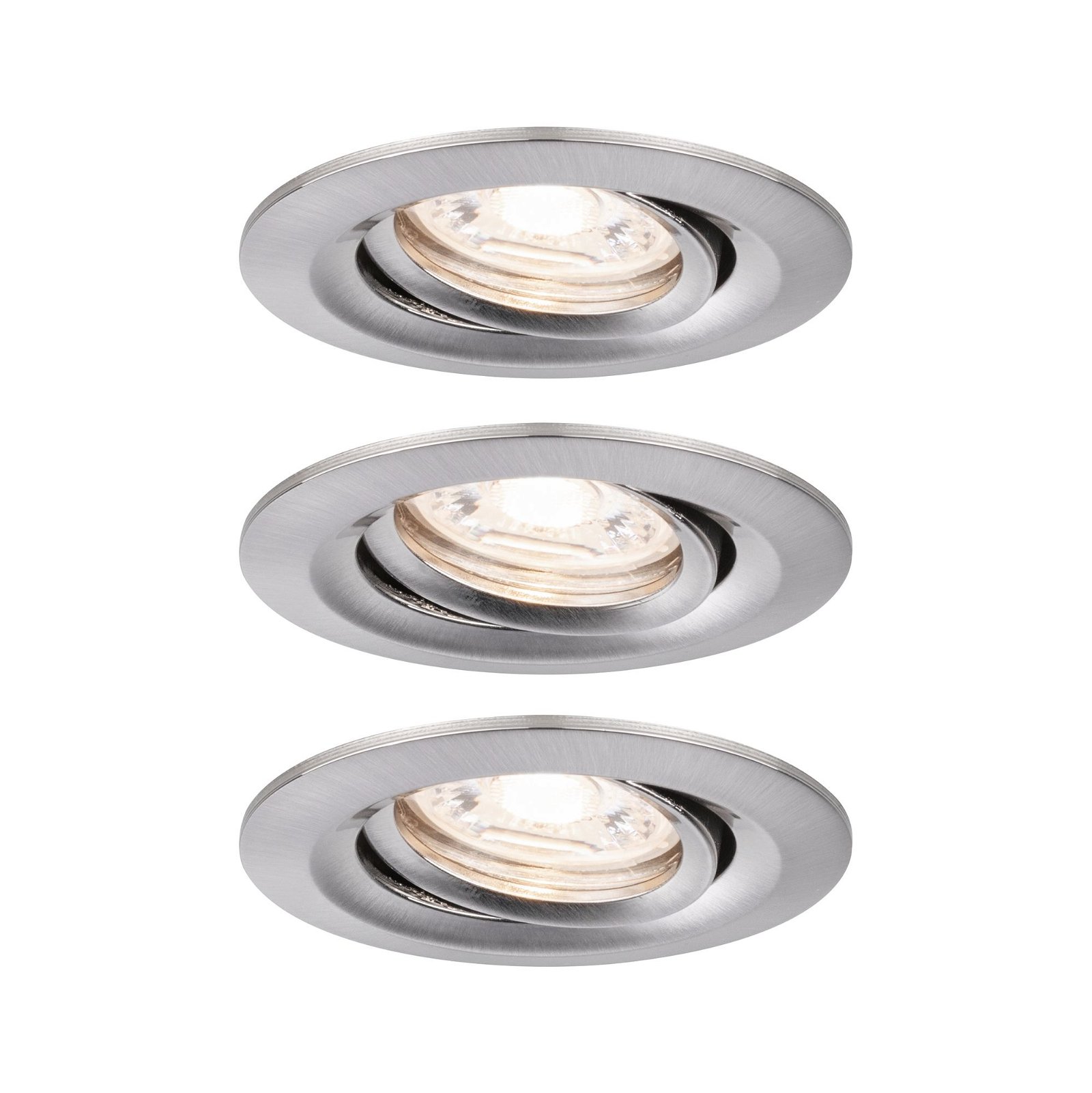 LED-inbouwlamp Nova Mini Coin Basisset zwenkbaar rond 66mm 15° Coin 3x4W 3x310lm 230V 2700K Staal geborsteld