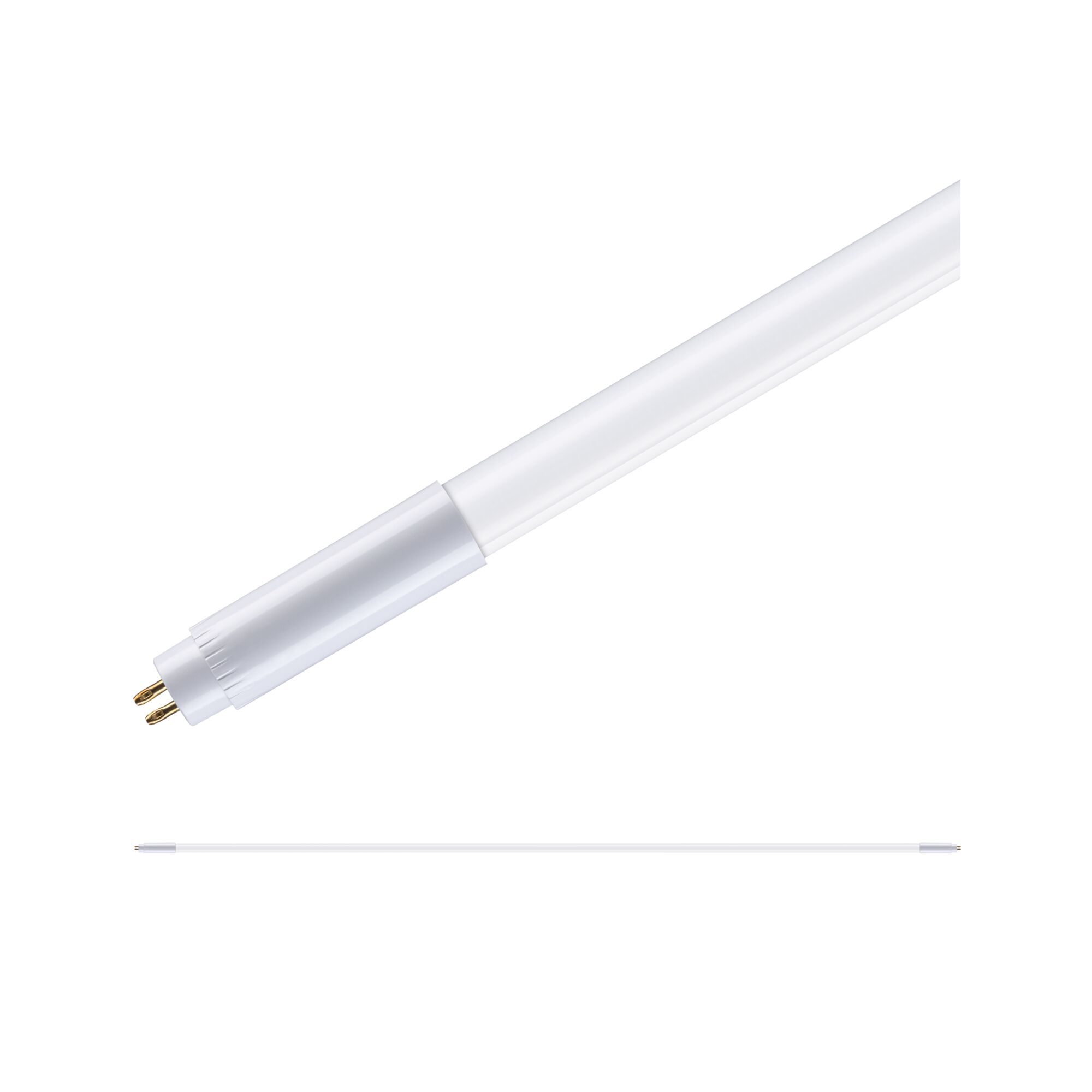 White LED tube light with two gold contacts, energy-efficient fluorescent tube for indoor lighting