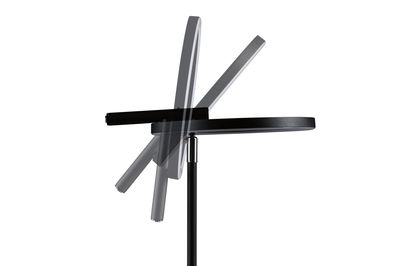 Black LED floor lamp with adjustable round metal head for modern living room lighting