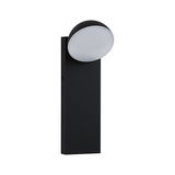 Modern black LED wall light with round white plastic diffuser for indoor lighting
