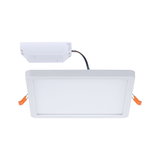 Rectangular white LED recessed panel with driver and orange clips for modern lighting solutions