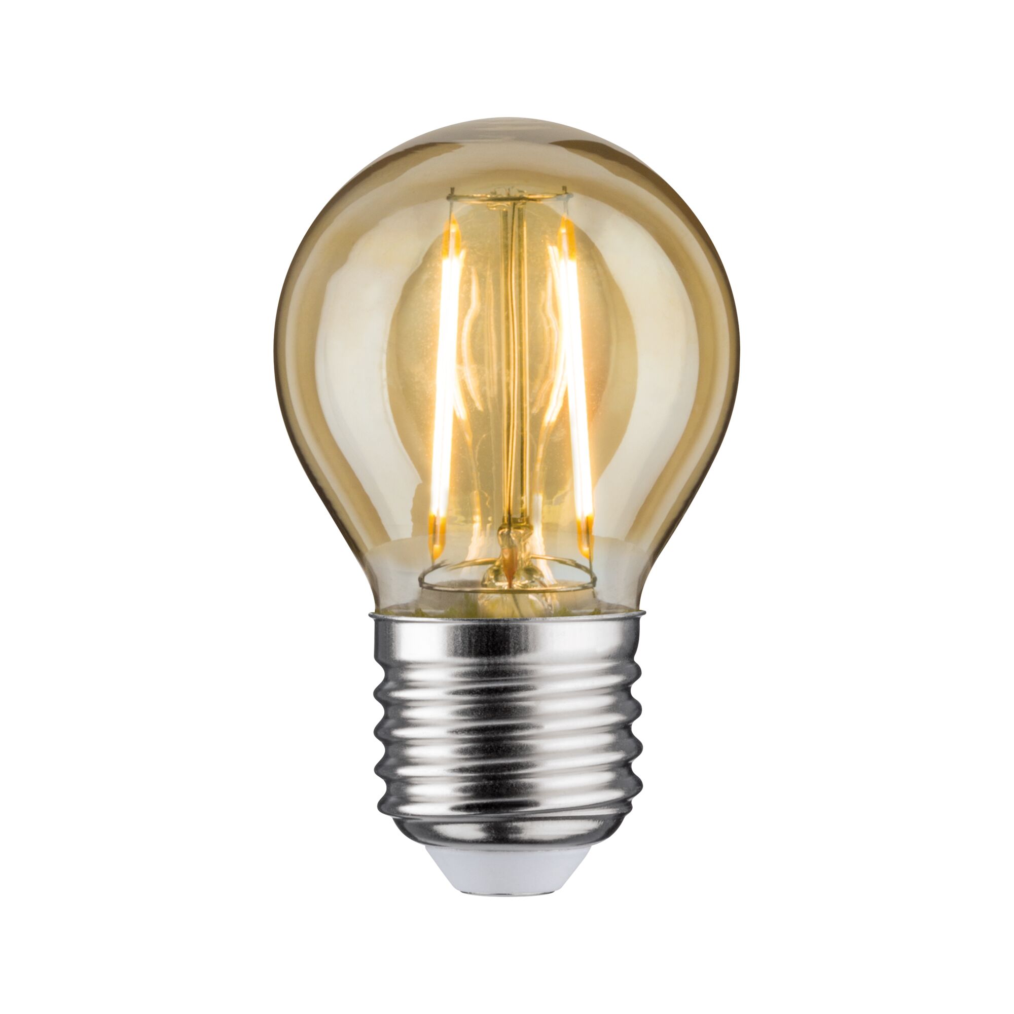 LED-Glühbirne mit warmweißem Licht und transparentem bernsteinfarbenem Glas für energiesparende Beleuchtung