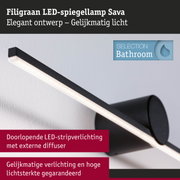 Zwarte slanke LED-spiegellamp Sava met gelijkmatige verlichting voor badkamer