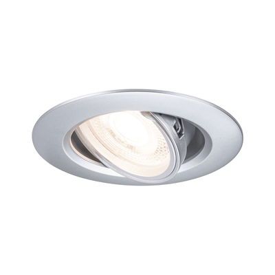 Spot encastré rond réglable en métal argenté avec lumière LED pour un éclairage moderne