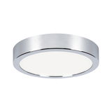 Round LED ceiling light with chrome metal frame and white diffuser for modern room lighting