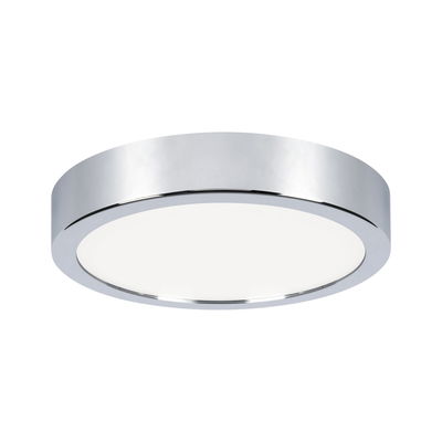 Round LED ceiling light with chrome metal frame and white diffuser for modern room lighting