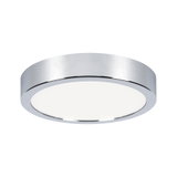Runde LED-Deckenleuchte mit chromfarbenem Metallrahmen und weißem Diffusor für moderne Raumbeleuchtung