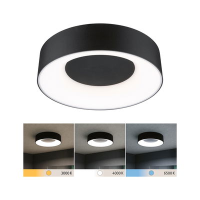 Runde schwarze LED-Deckenleuchte mit einstellbarer Farbtemperatur von 3000K bis 6500K für Wohnräume