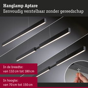 Zwarte houten Aptare LED hanglamp, eenvoudig in hoogte verstelbaar zonder gereedschap, moderne plafondlamp