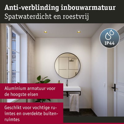 Spatwaterdichte, roestvrije aluminium inbouwlamp met anti-verblinding voor vochtige ruimtes en overdekte buitenruimtes