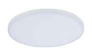 Round white LED ceiling light with matte plastic frame for modern room lighting