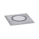 Quadratischer Einbaustrahler aus gebürstetem Aluminium in Silber für moderne LED-Beleuchtung