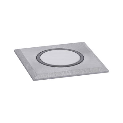 Quadratischer Einbaustrahler aus gebürstetem Aluminium in Silber für moderne LED-Beleuchtung