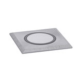 Square recessed spotlight made of brushed aluminum in silver for modern LED lighting solutions