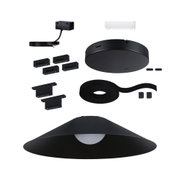 Schwarzes Metall-Pendelleuchten-Set mit Kabel und Montagezubehör für moderne Innenbeleuchtung.