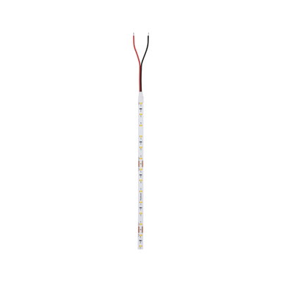 LED strip with white LEDs and red and black wires for flexible lighting applications