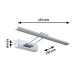 Applique murale LED en métal argenté de 450 mm de large avec bras réglable pour éclairage moderne