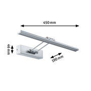 Silberne LED-Wandleuchte aus Metall mit 450 mm Breite und verstellbarem Arm für moderne Beleuchtung