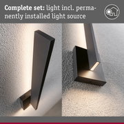 Black metal LED wall light with built-in light source for modern outdoor lighting