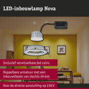 LED-inbouwlamp 3-Step-Dim Nova Coin zwenkbaar rond 84mm 50° Coin 6W 470lm 230V dimbaar 2700K Staal geborsteld