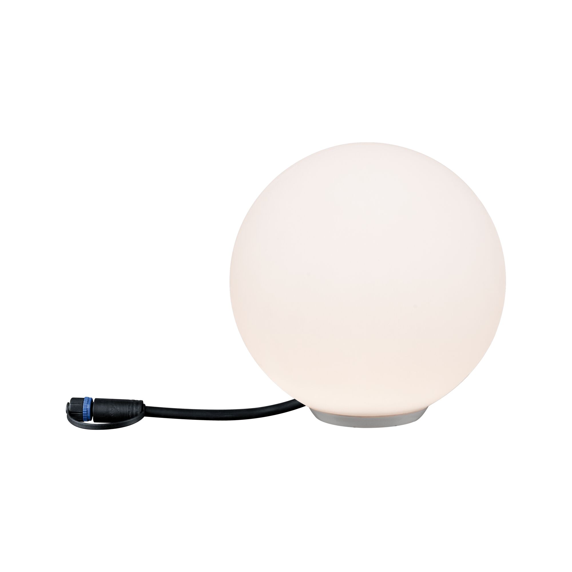 Plug & Shine LED Světelný objekt Globe IP67 3000K 2,8W Bílá Runde weiße LED-Leuchte mit schwarzem Kabel, modernes Design für Innen- und Außenbeleuchtung