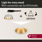 Recessed spotlight with white frame and gold reflector for GU10 LED bulbs, bulbs not included