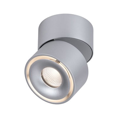 Moderne zilverkleurige aluminium plafondspot met warm wit LED-licht voor accentverlichting