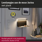 Zwarte Jarina wandleeslamp met plank en warm wit backlight voor flexibel gebruik in huis