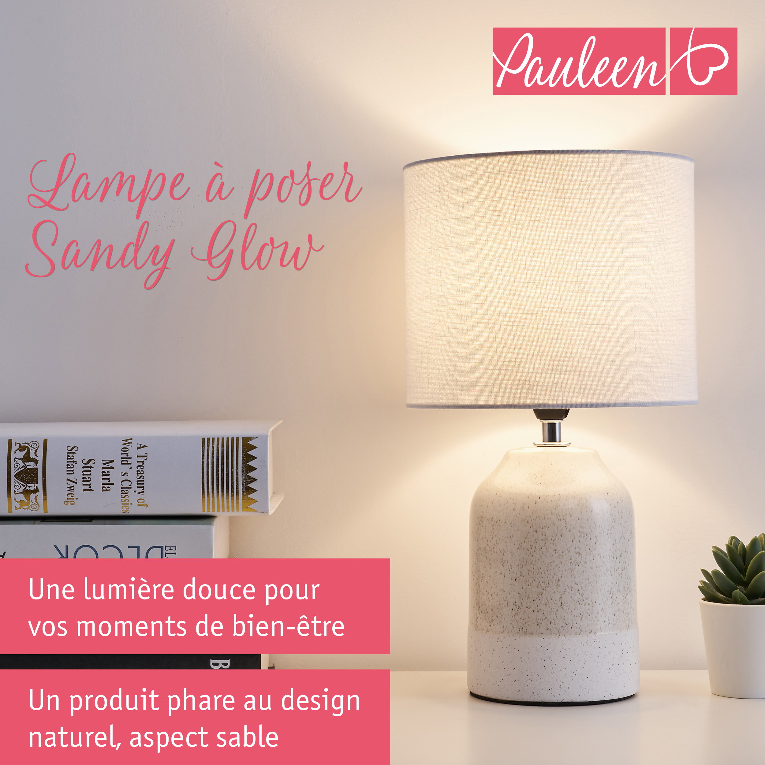 Paulmann Pauleen Lampe à poser Sandy Glow E14 max. 20W Beige/Blanc