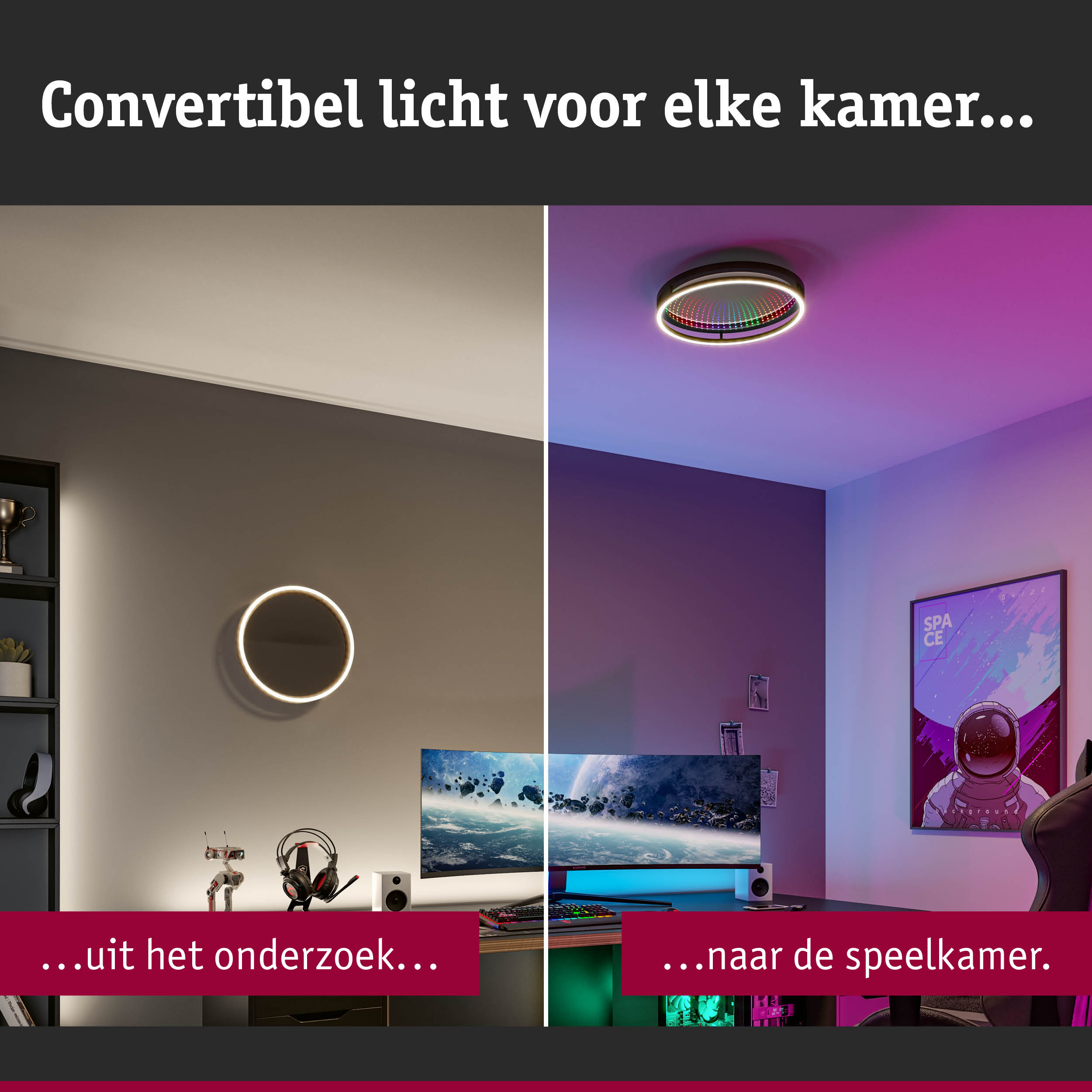 Modern rond LED-plafondlicht met kleurverandering voor gaming- en werkkamerverlichting