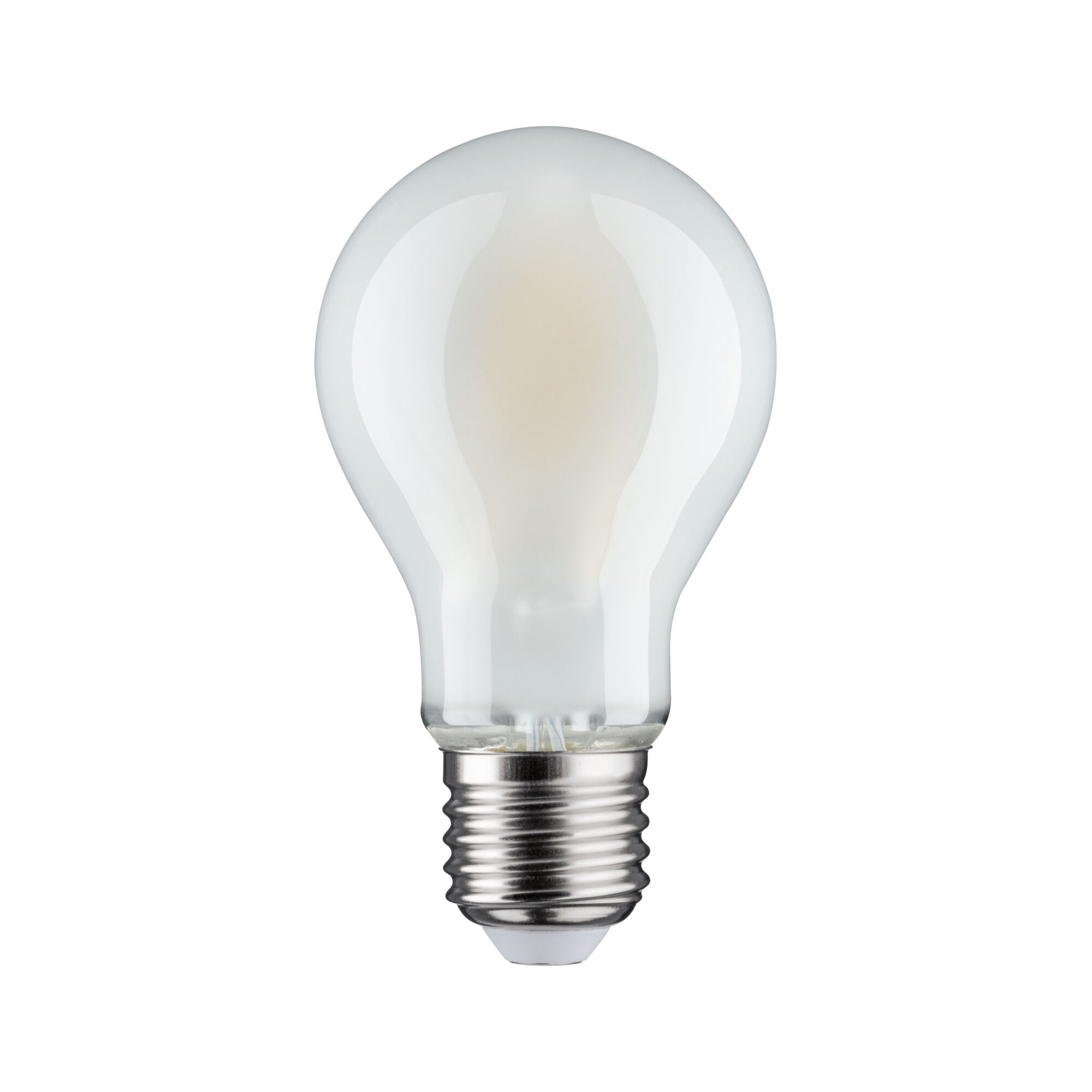 Frosted white LED bulb with E27 base made of glass for energy-saving lighting