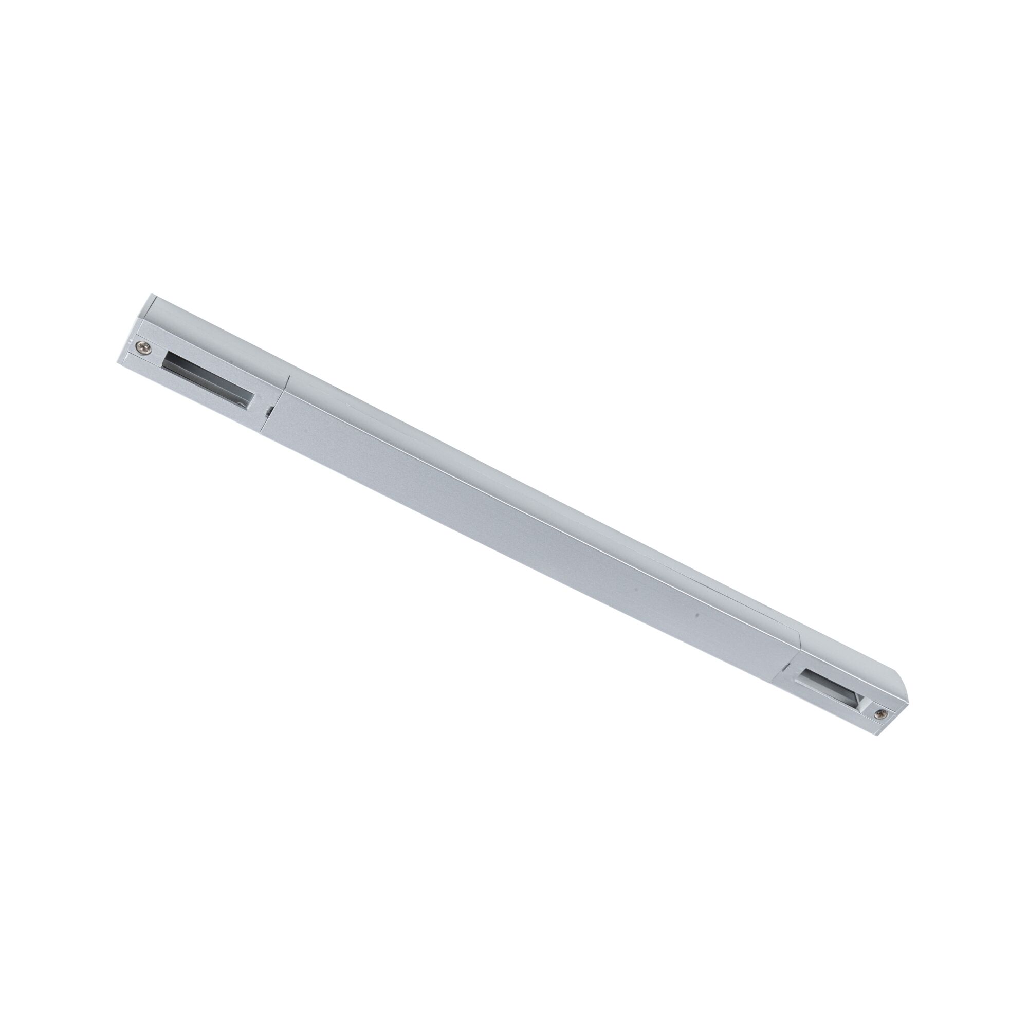 Schlanke LED-Leuchte aus silbernem Aluminium für moderne Innenbeleuchtung und energiesparende Lichtlösung.
