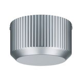 Ronde plafondlamp van zilverkleurig aluminium met geribbelde afwerking voor moderne verlichting