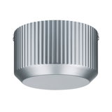 Round ceiling light in silver aluminum with ribbed surface for modern interior lighting