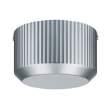 Plafonnier rond en aluminium argenté avec surface cannelée pour un éclairage intérieur moderne