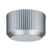 Plafonnier rond en aluminium argenté avec surface cannelée pour un éclairage intérieur moderne