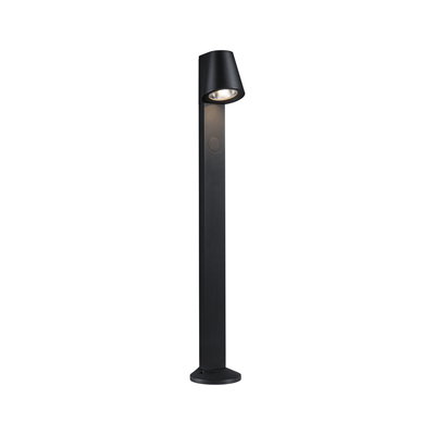 Black aluminum outdoor light with adjustable head for focused garden lighting