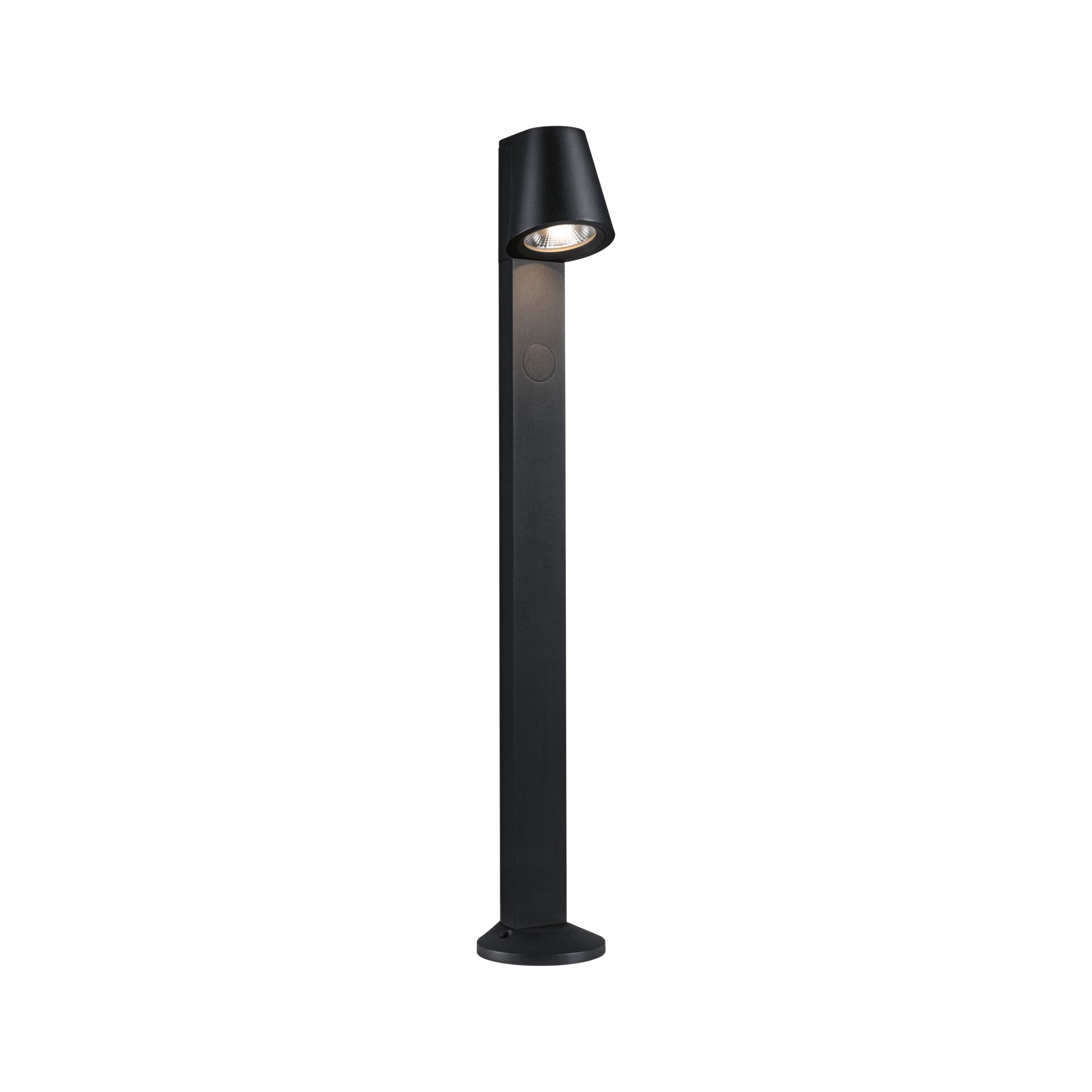 LED Pollerleuchte Caissa Dämmerungsgesteuerter Bewegungsmelder (HF) IP44 793mm 3000K 9W 700lm 230V 65° Anthrazit Aluminium Schwarze Aluminium-Außenleuchte mit schwenkbarem Kopf für gezielte Gartenbeleuchtung