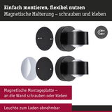 Schwarze magnetische Halterung mit Montageplatte zum Schrauben oder Kleben für flexible Wandbefestigung