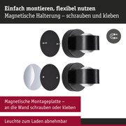 Schwarze magnetische Halterung mit Montageplatte zum Schrauben oder Kleben für flexible Beleuchtung.