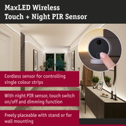 Grey MaxLED Wireless sensor with touch and night PIR for controlling LED light strips