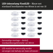 Witte FixedLED inbouw LED-lampen met 68 mm boorgatdiameter, set van 10 voor eenvoudige montage