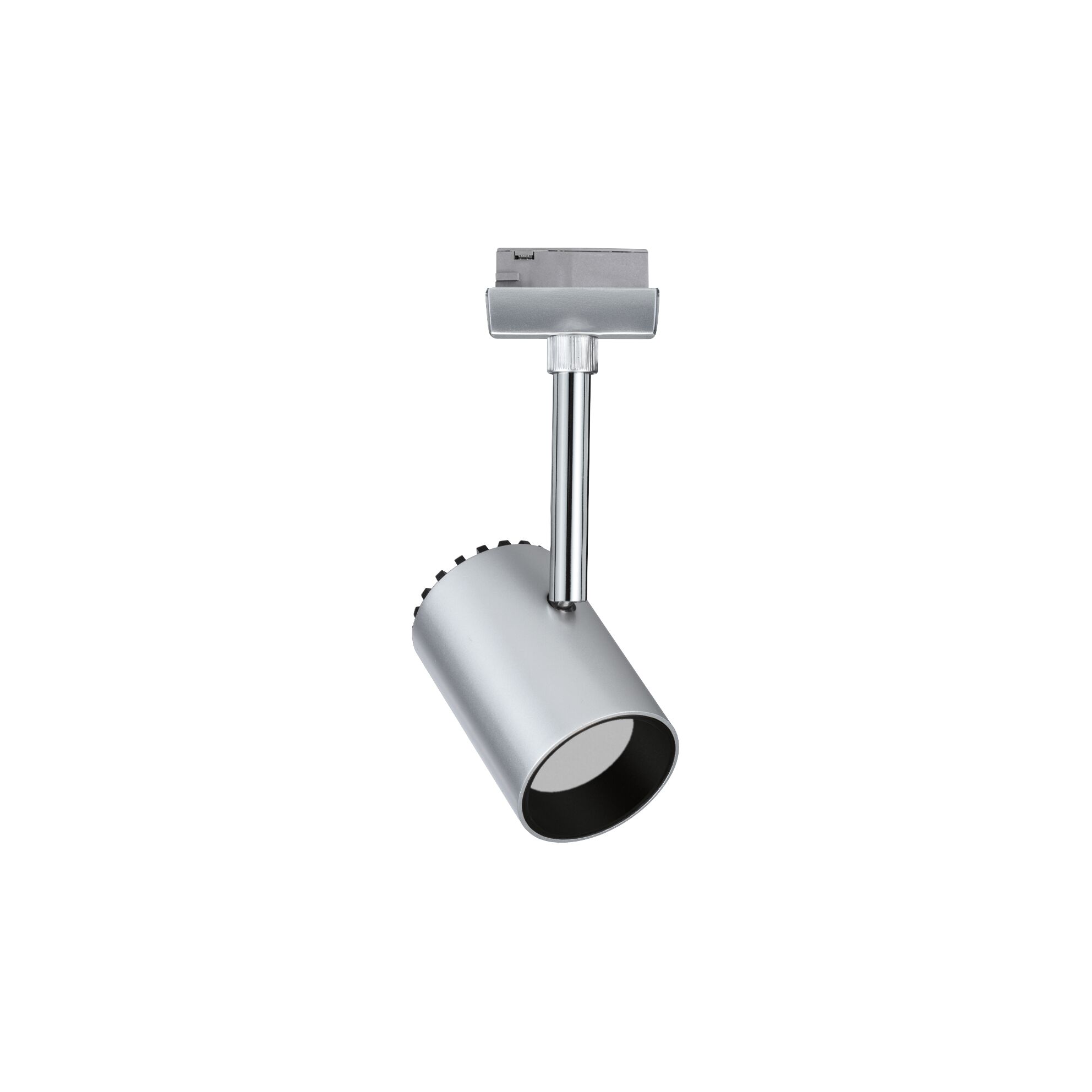 Moderner silberner LED-Strahler aus Metall für Schienensysteme, ideal für Akzentbeleuchtung