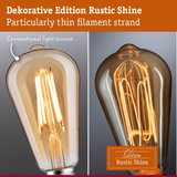 Decorative Edition Rustic Shine bulb with particularly thin filament strand in warm amber glass