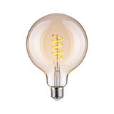Stor LED-pære med spiral filament og ravfarvet glas til dekorativ belysning og varm atmosfære