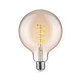 Large LED bulb with spiral filament and amber glass for decorative lighting and warm ambiance